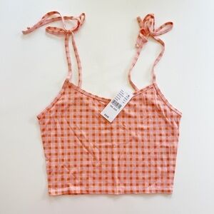 Pacsun Gingham Tie Shoulder Cropped Cami - S